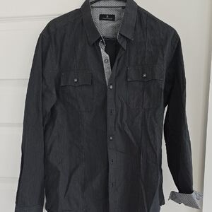 7 Diamonds Black Lightweight Button-Front Shirt Jacket